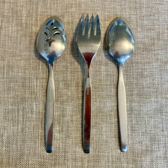 Oneida Community FROSTFIRE Stainless Satin Glossy Flatware Serving Set Pierced - Picture 7 of 12